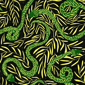 Snake study 2 - black with green snakes