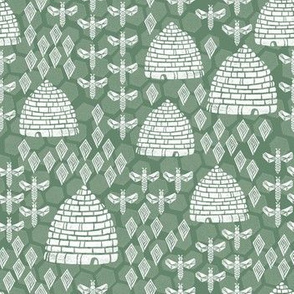bee hive 65866d fabric - bees fabric - linocut home decor
