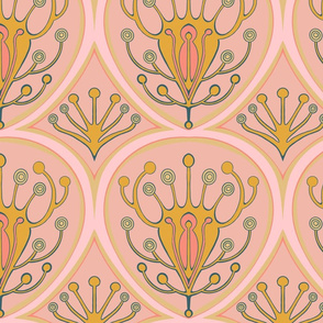 Art nouveau trees - peach - large