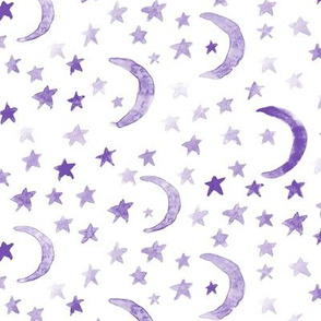 Amethyst dreamy moons and stars for modern nursery - watercolor astrology kids baby night sky a 123-9