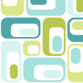 retro ovals lime green teal aqua blue white