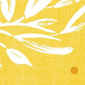 Zen - Yellow White Botanical Leaves Jumbo Scale