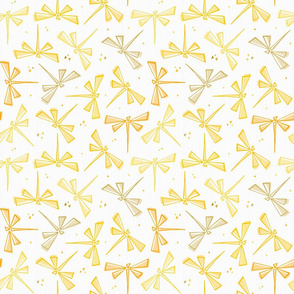 small scale dragonflies - geometric wings - shades of yellow and white