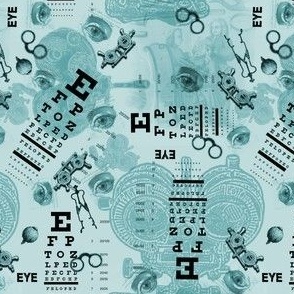Teal Blue Vintage Medical Eye Chart Medical Office Ophthalmologist