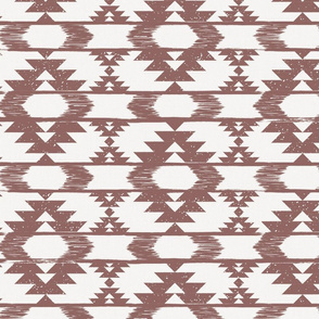 Modern tribal, terracotta clay and soft white abstract geometric - Aztec-Kilim inspired - medium