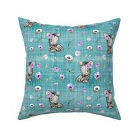 purple zebra teal linen