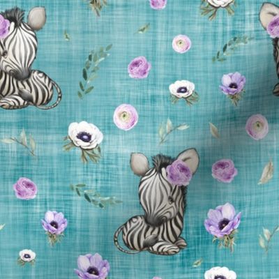 purple zebra teal linen