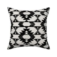 Modern tribal, black and soft beige, neutral abstract geometric - Aztec, Kilim inspired - medium