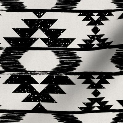 Modern tribal, black and soft beige, neutral abstract geometric - Aztec, Kilim inspired - medium