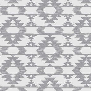 Modern tribal, dove grey soft white abstract geometric - Aztec-Kilim inspired - medium