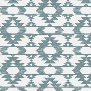 mint green and soft white abstract geometric - Aztec-Kilim inspired - medium
