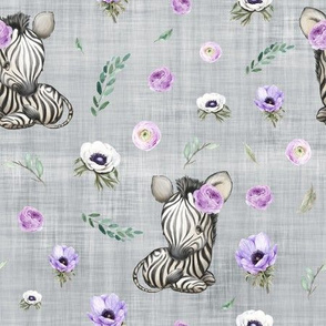  purple zebra grey linen