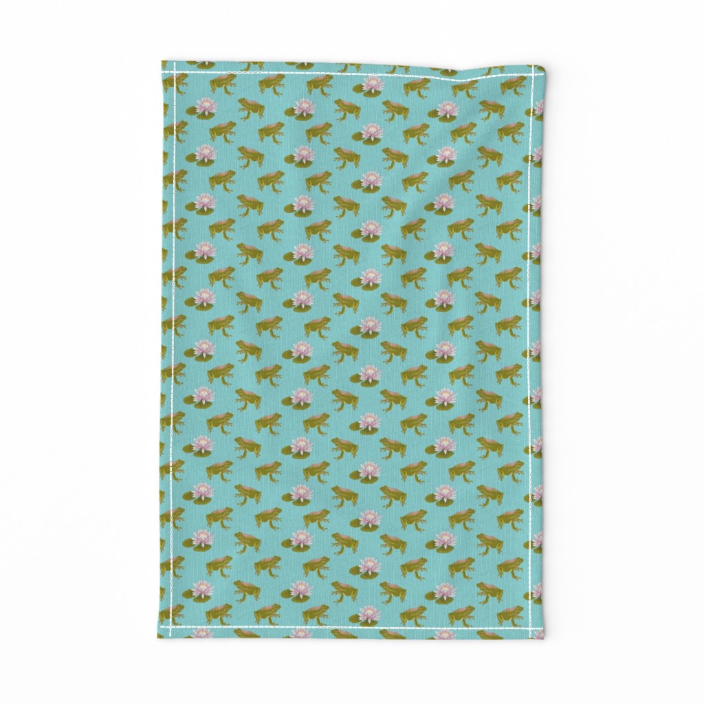 Peach blossoms-Frogs and lily pad-blue