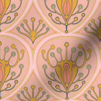 Art nouveau trees - peach - small