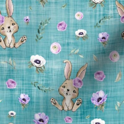  purple rabbit teal linen