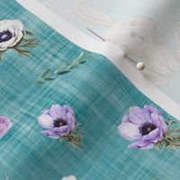  purple rabbit teal linen