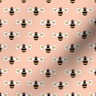 Cute honey bees fabric - blush