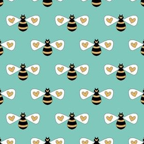 Cute honey bees fabric -Mint