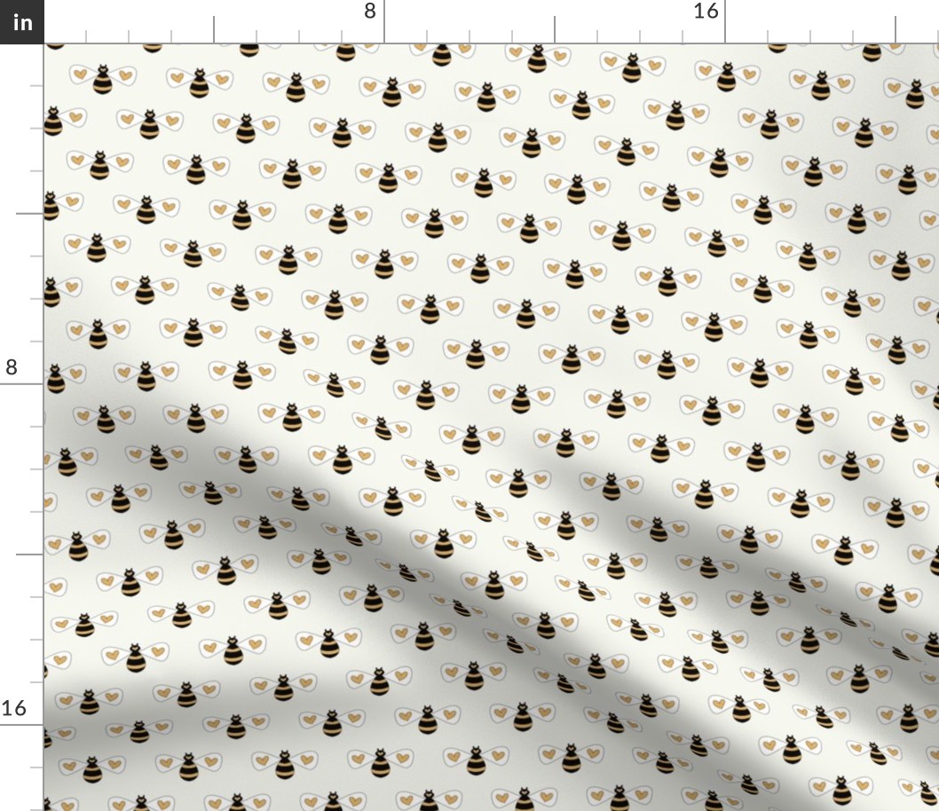 Cute honey bees fabric -Cream