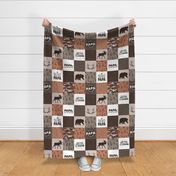 Papa Bear Rustic//Orange&Brown - Wholecloth Cheater Quilt