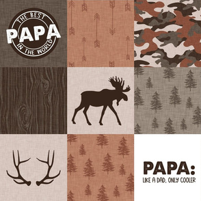 Papa Bear Rustic//Orange&Brown - Wholecloth Cheater Quilt