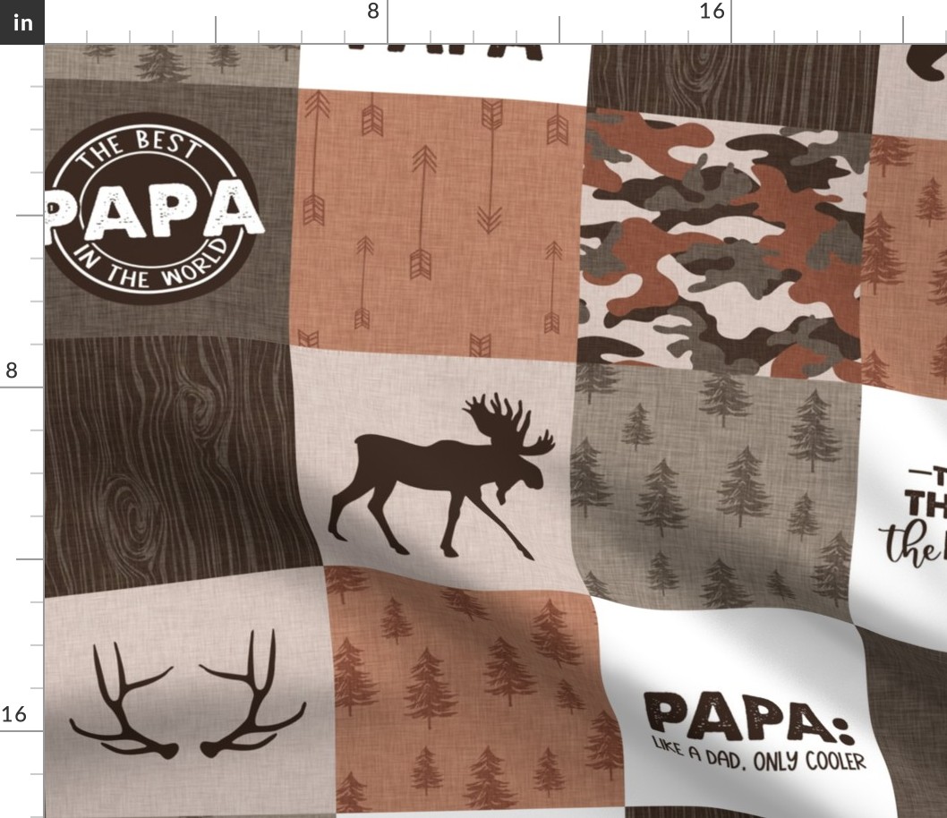 Papa Bear Rustic//Orange&Brown - Wholecloth Cheater Quilt