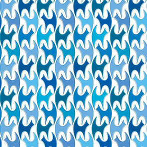 small scale cats - pepper cat blue tones - geometric cats