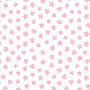 Ditsy Flower - Pink on White