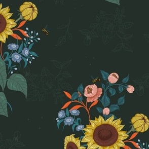 Sunflowers in green background 