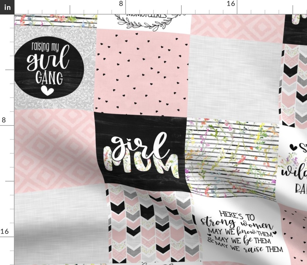 Girl Mom//Pink - Wholecloth Cheater Quilt 