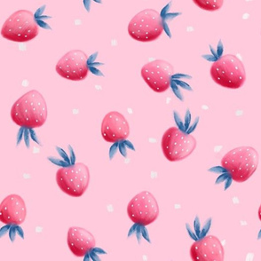 BIG Pink strawberries berry pattern