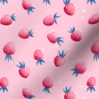 MEDIUM Pink strawberries berry pattern