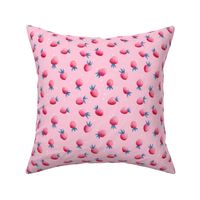 SMALL Pink strawberries berry pattern