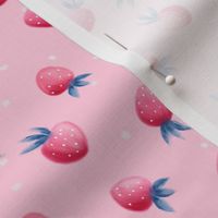 SMALL Pink strawberries berry pattern