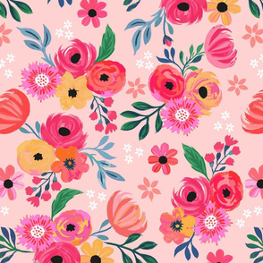 Pink Floral Fabric, Wallpaper and Home Decor