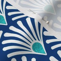 seashell navy blue art deco white with turquoise teal