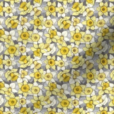 Daffodil Daze - Yellow, Grey & White floral pattern micro print