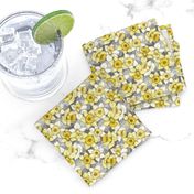 Daffodil Daze - Yellow, Grey & White floral pattern micro print