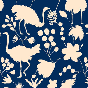 Ostriches Indigo and Ivory