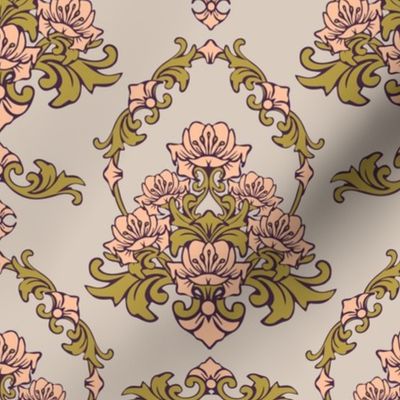 Romantic rococo lily wallpaper