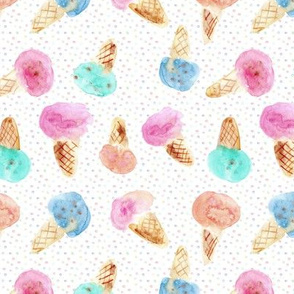 watercolor ice cream cones - summer sweets icecreams a121-3