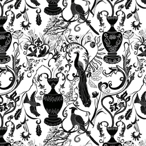 Rococo Vase in White and Black by Queen Bean Productions