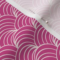  Fuchsia and white art deco retro fabric and wallpaper, ocean waves and geometric design.