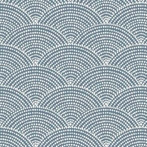 blue dot scallop  fabric or wallpaper // blue and white