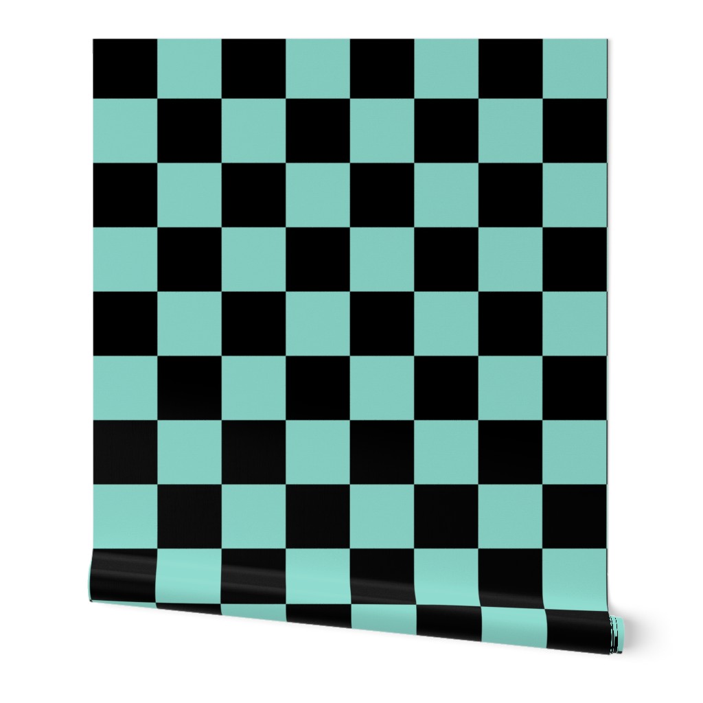 Aqua and Black Classic Checker