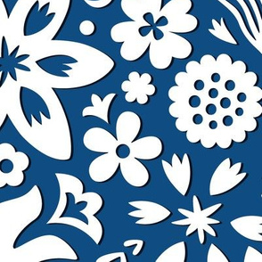 Paper Cut Floral Classic Blue large