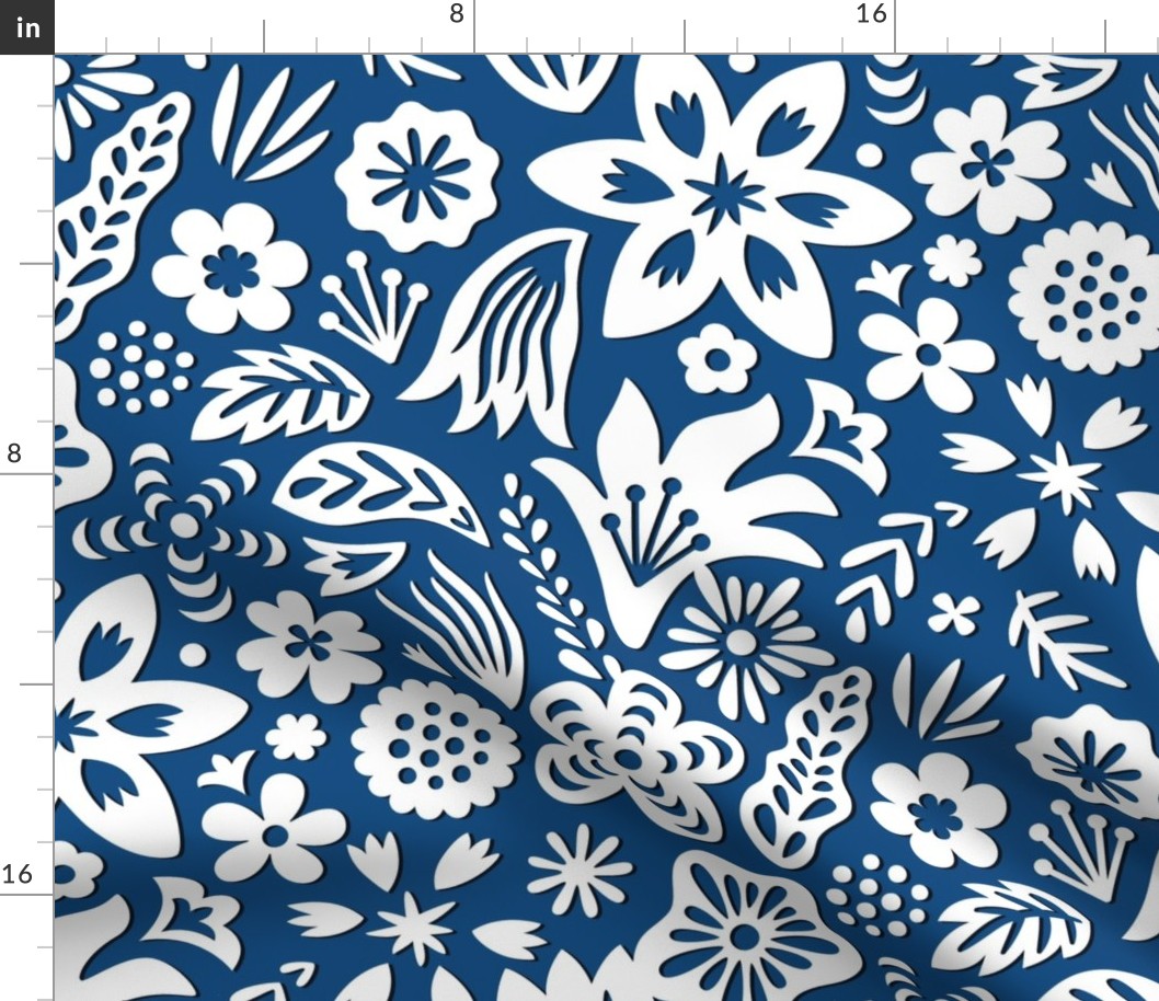 Paper Cut Floral Classic Blue large