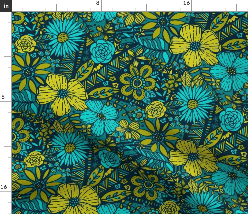 Floral Frenzy (Green & Teal)