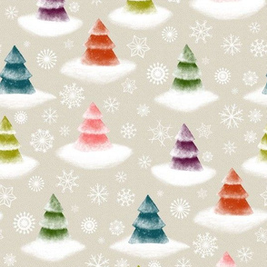 Multicolor Christmas Trees & Snowflakes