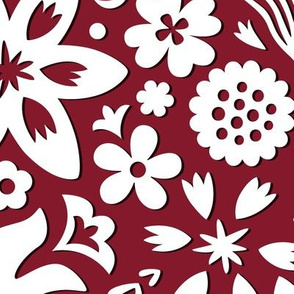 Paper Cut Floral Dark Red large